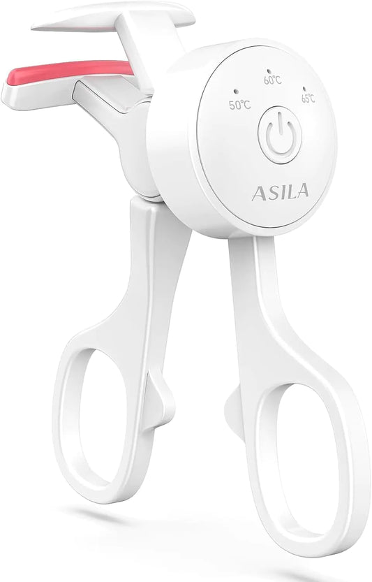 Heated Eyelash Curlers C-Shaped Natural Curling Fast Heat up Within 10s 24 Hours Long Lasting Rechargeable Electric Eyelash Curler with Type-C Anti-Burn Mini Lash Curler White