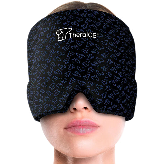 TheraICE Migraine Relief Cap Soothing Headache Ice Pack Mask Products Cooling Gel Hat Face Cold Compress Head Wrap for Tension Headache Relief Stress & Hangover Migraine Headache Relief Cap Mask